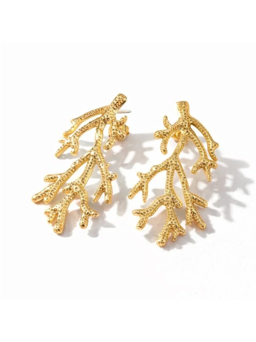 New! Gold Coral Earrings NWOT (1064)